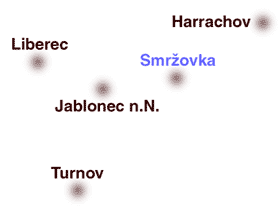Umístění Smržovky na mapě - náčrt